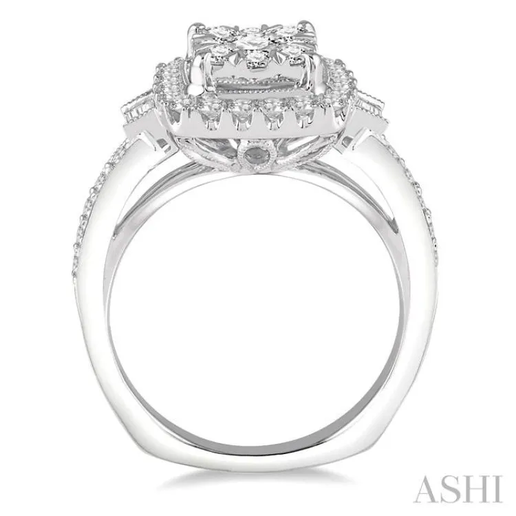 1 1/6 Ctw Diamond Lovebright Engagement Ring in 14K White Gold