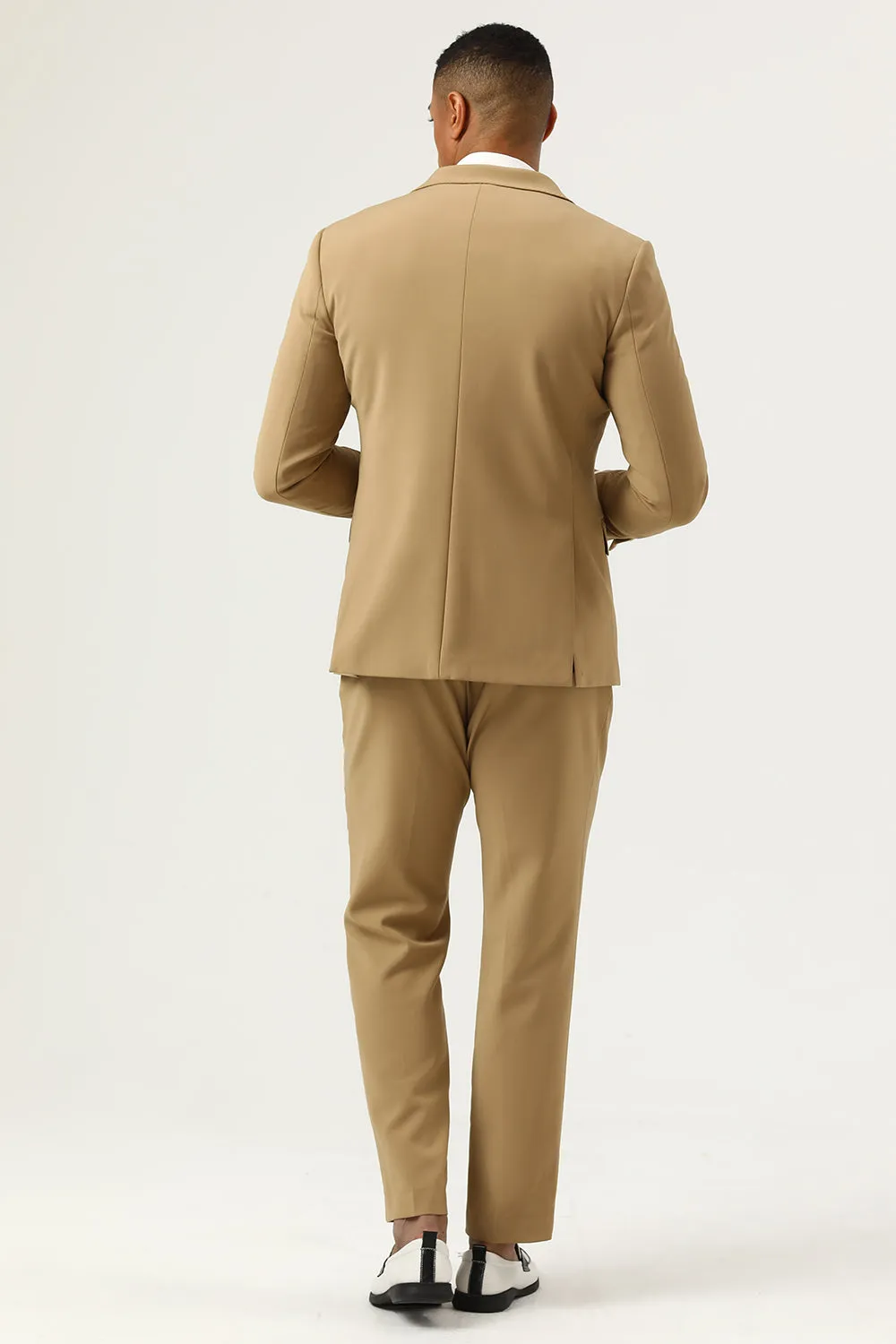 3 Piece Brown Single Breasted Peak Lapel Men's Prom Suits