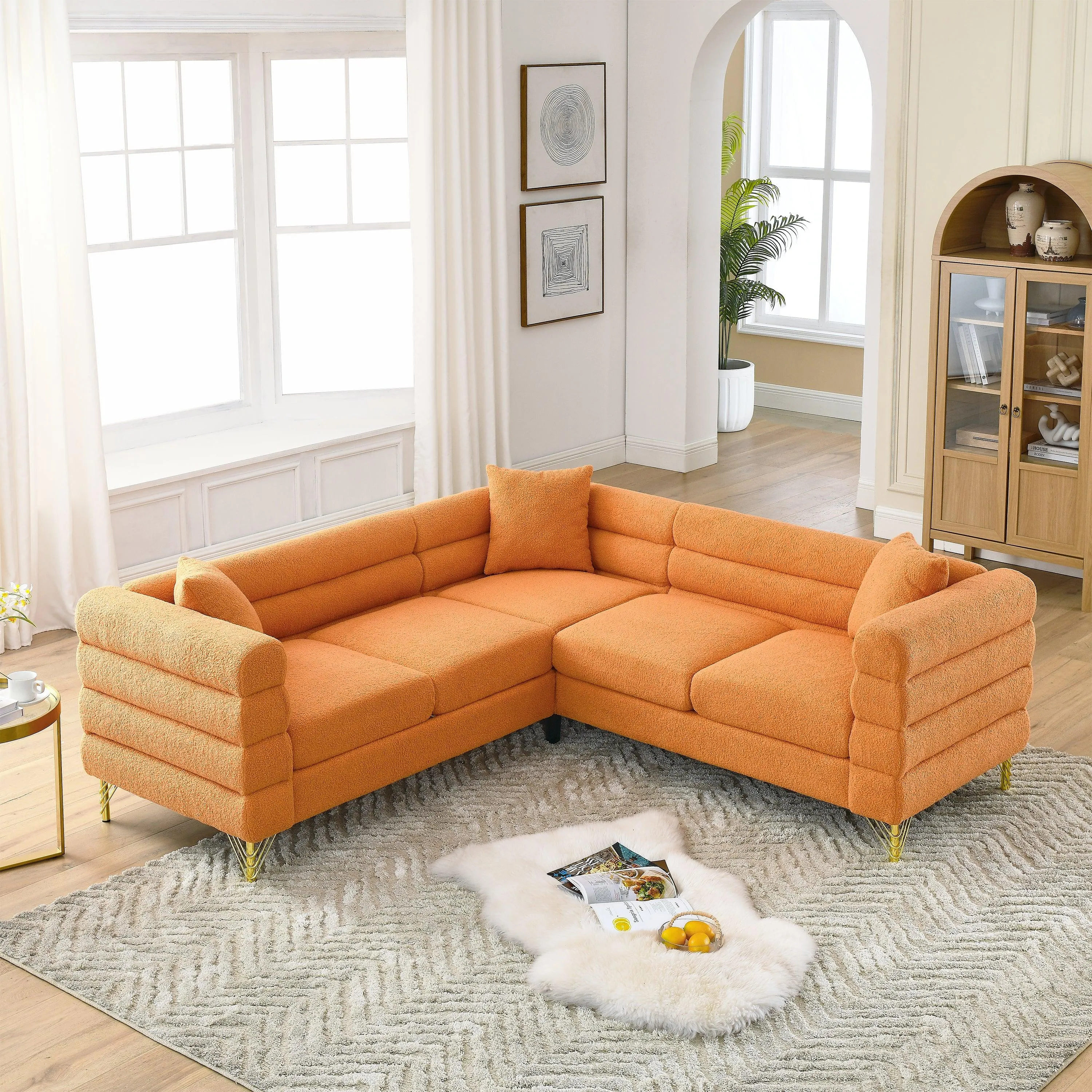 81.5" L-Shaped Corner Sofa, 5-Seater with 3 Cushions for Living Room or Office