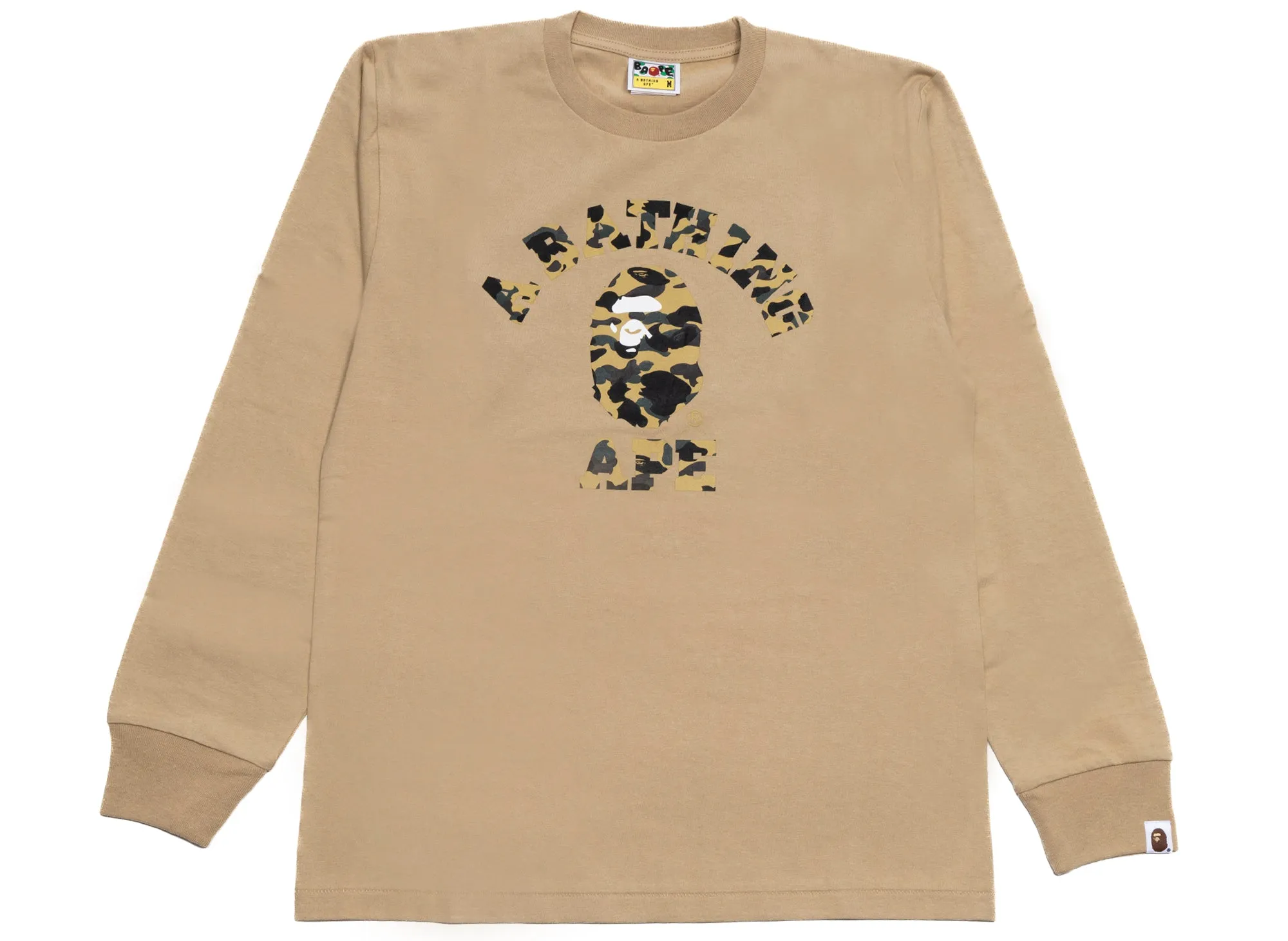 A Bathing Ape 1st Camo Camo College L/S Tee in Beige