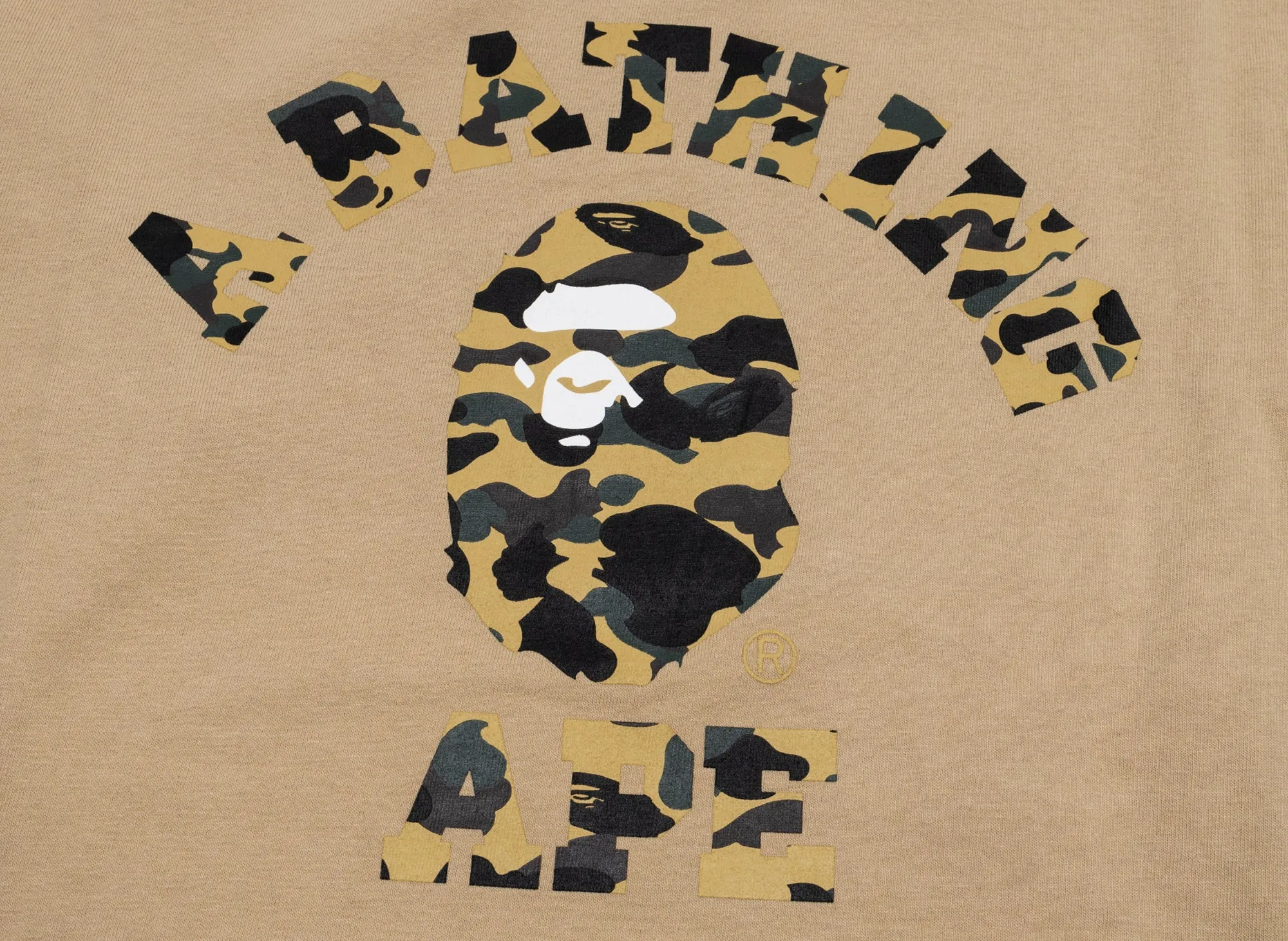 A Bathing Ape 1st Camo Camo College L/S Tee in Beige