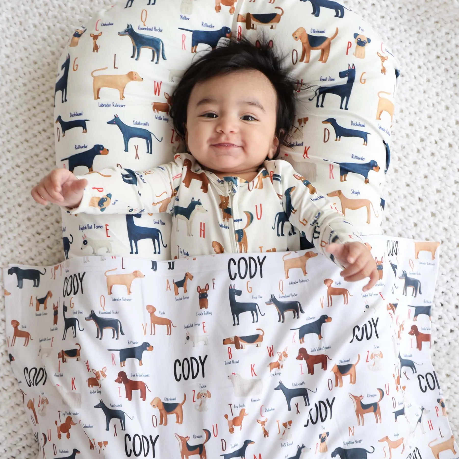 ABC Paw-ty Personalized Baby Name Swaddle Blanket