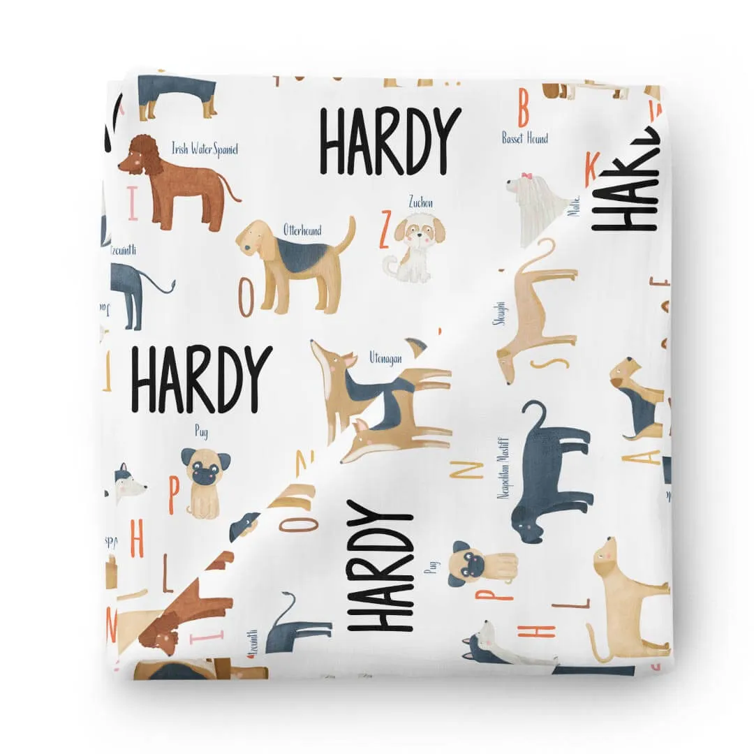 ABC Paw-ty Personalized Baby Name Swaddle Blanket