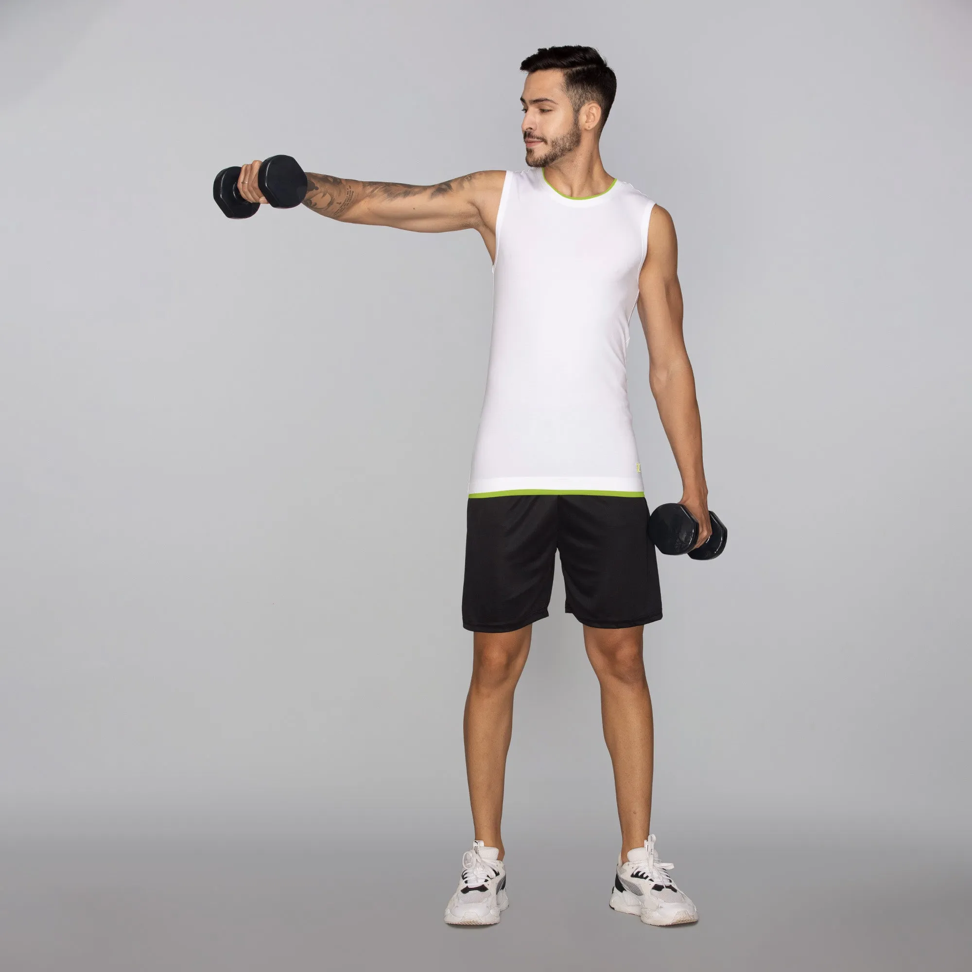 Activo Combed Cotton Gym Vest Polar White