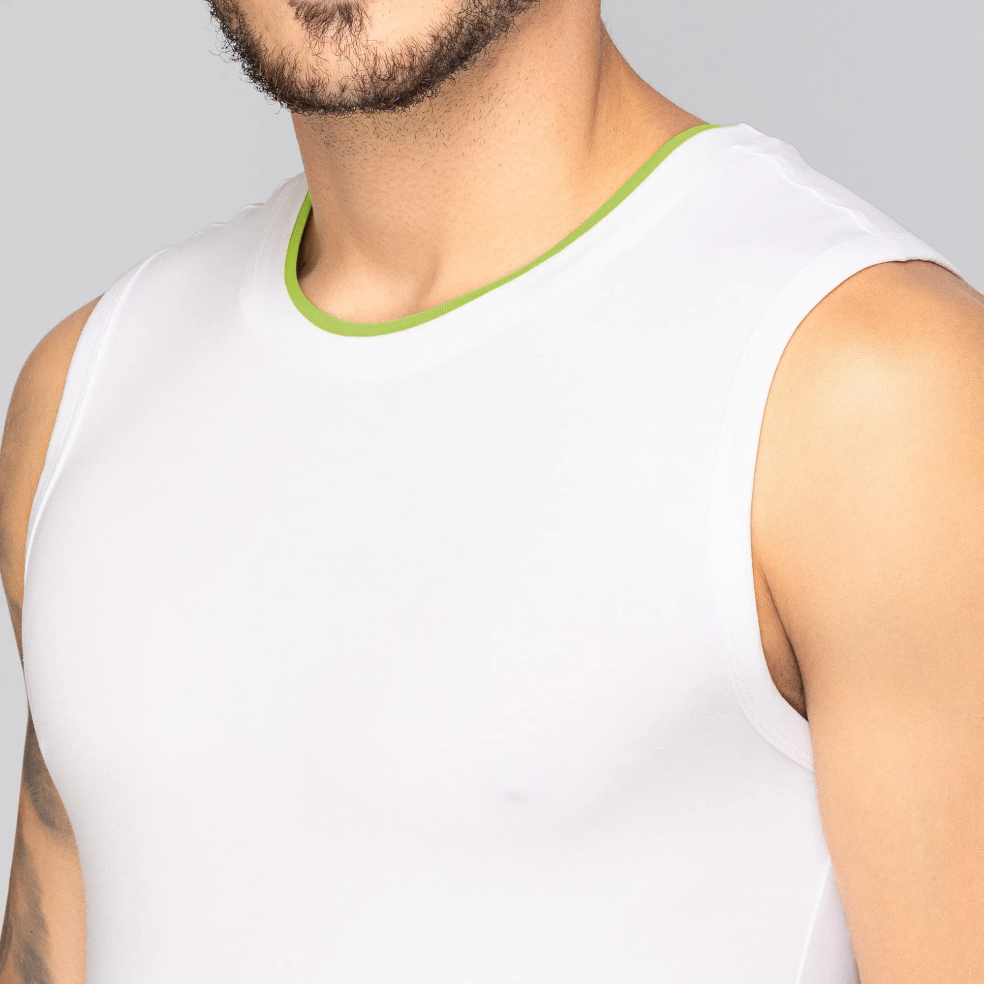 Activo Combed Cotton Gym Vest Polar White