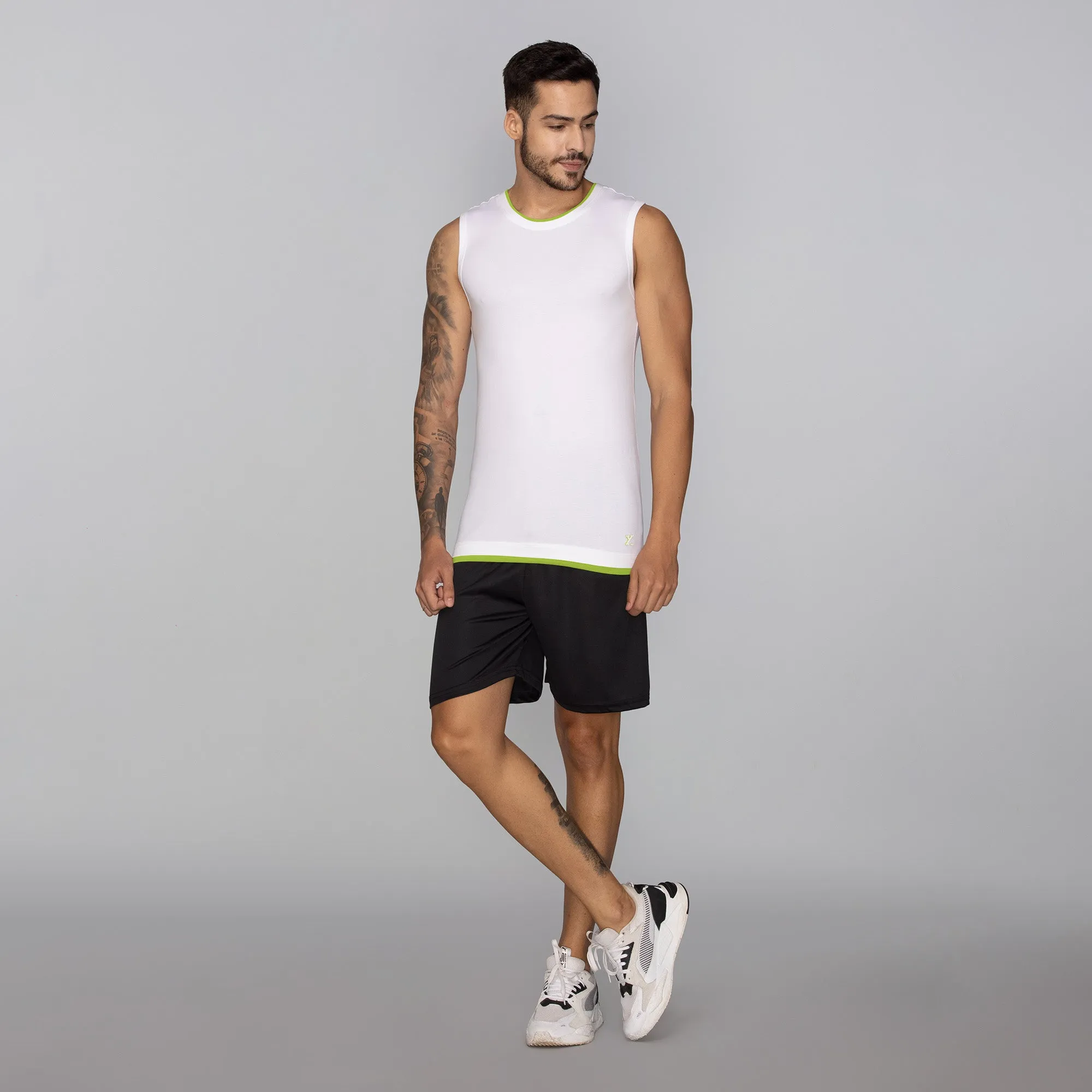 Activo Combed Cotton Gym Vest Polar White