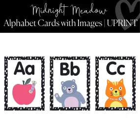 Alphabet Posters with Images | Floral Classroom Decor | UPRINT | Midnight Meadow | Schoolgirl Style