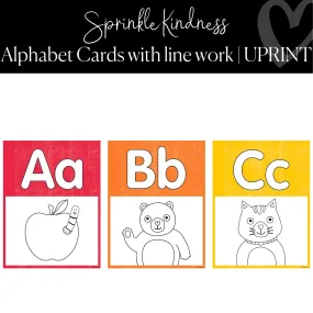 Alphabet Posters with Line Work | Rainbow Classroom Decor |Sprinkle Kindness | UPRINT |  Schoolgirl Style