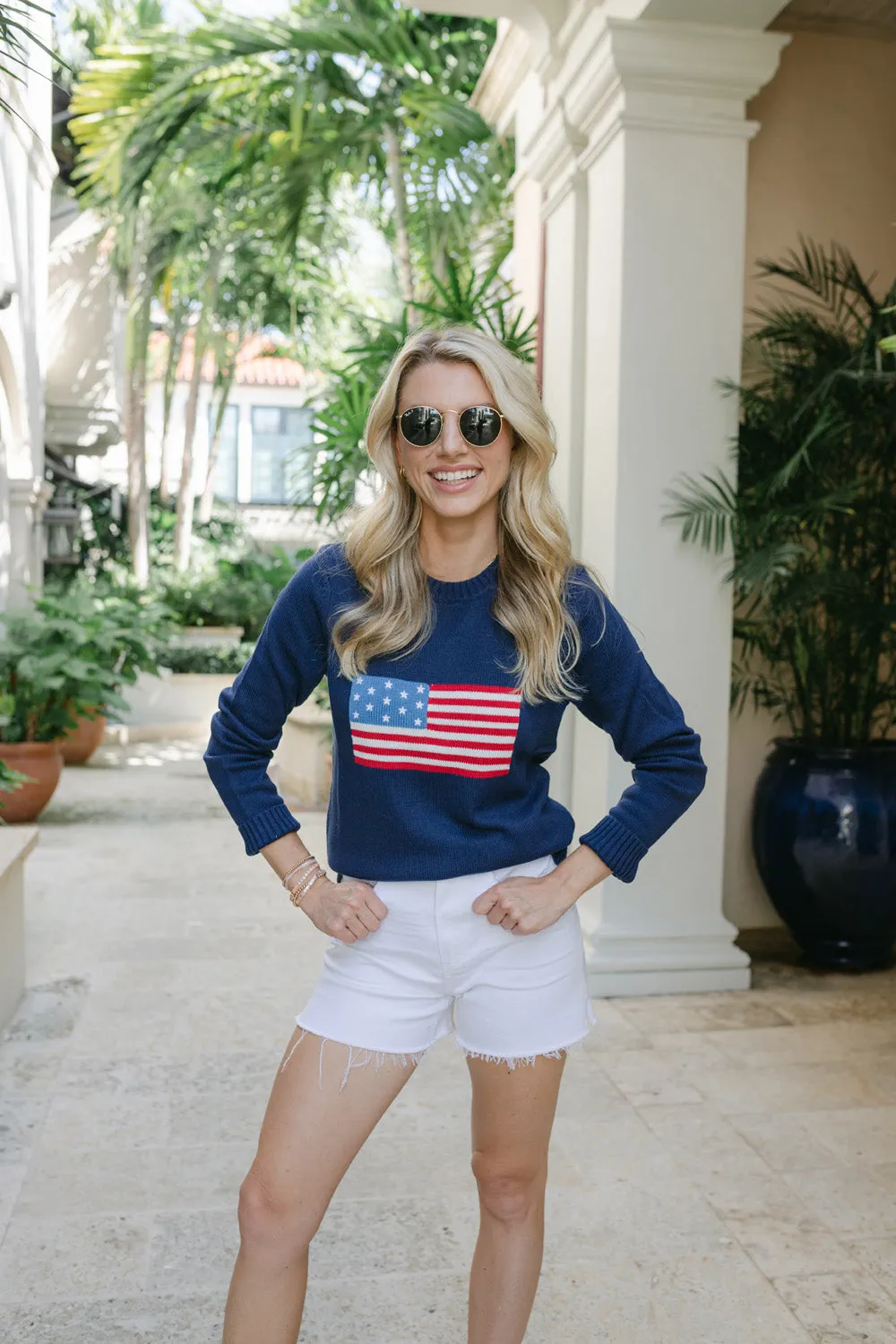 American Flag Crewneck Sweater - Navy