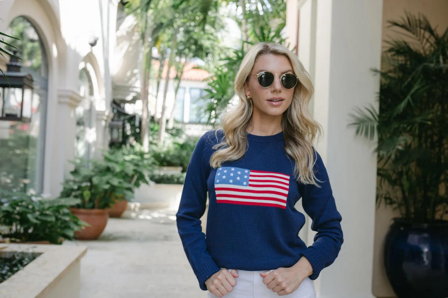 American Flag Crewneck Sweater - Navy