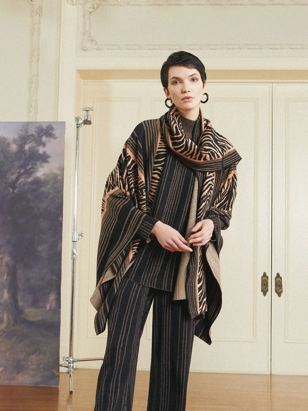 Animal Stripe Wrap - Soft Knit