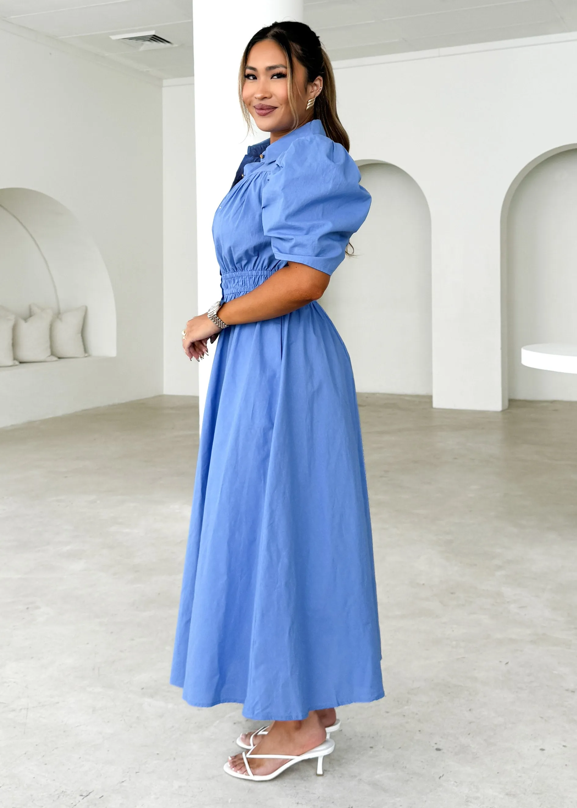 Ariana Midi Dress - Cornflower Blue