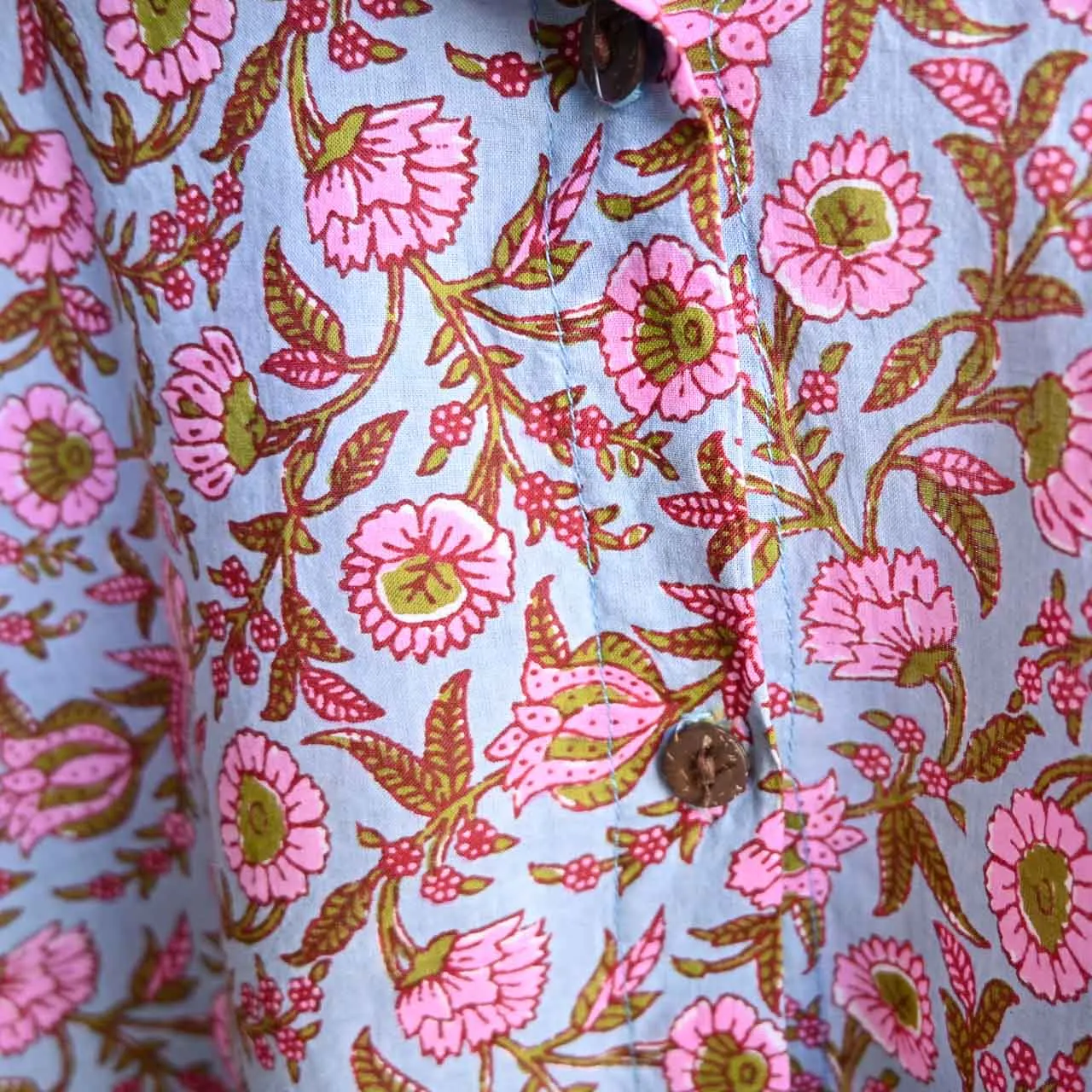 Be My Cotton Blouse by KOBOMO - Silver Pink Blossom