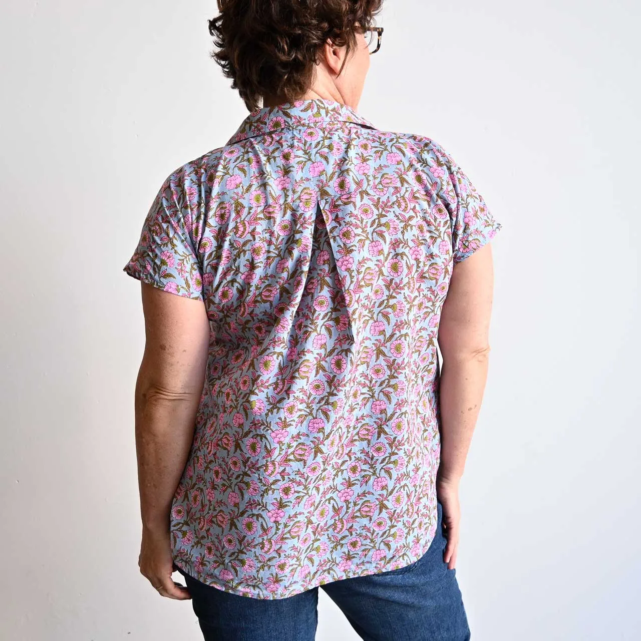 Be My Cotton Blouse by KOBOMO - Silver Pink Blossom