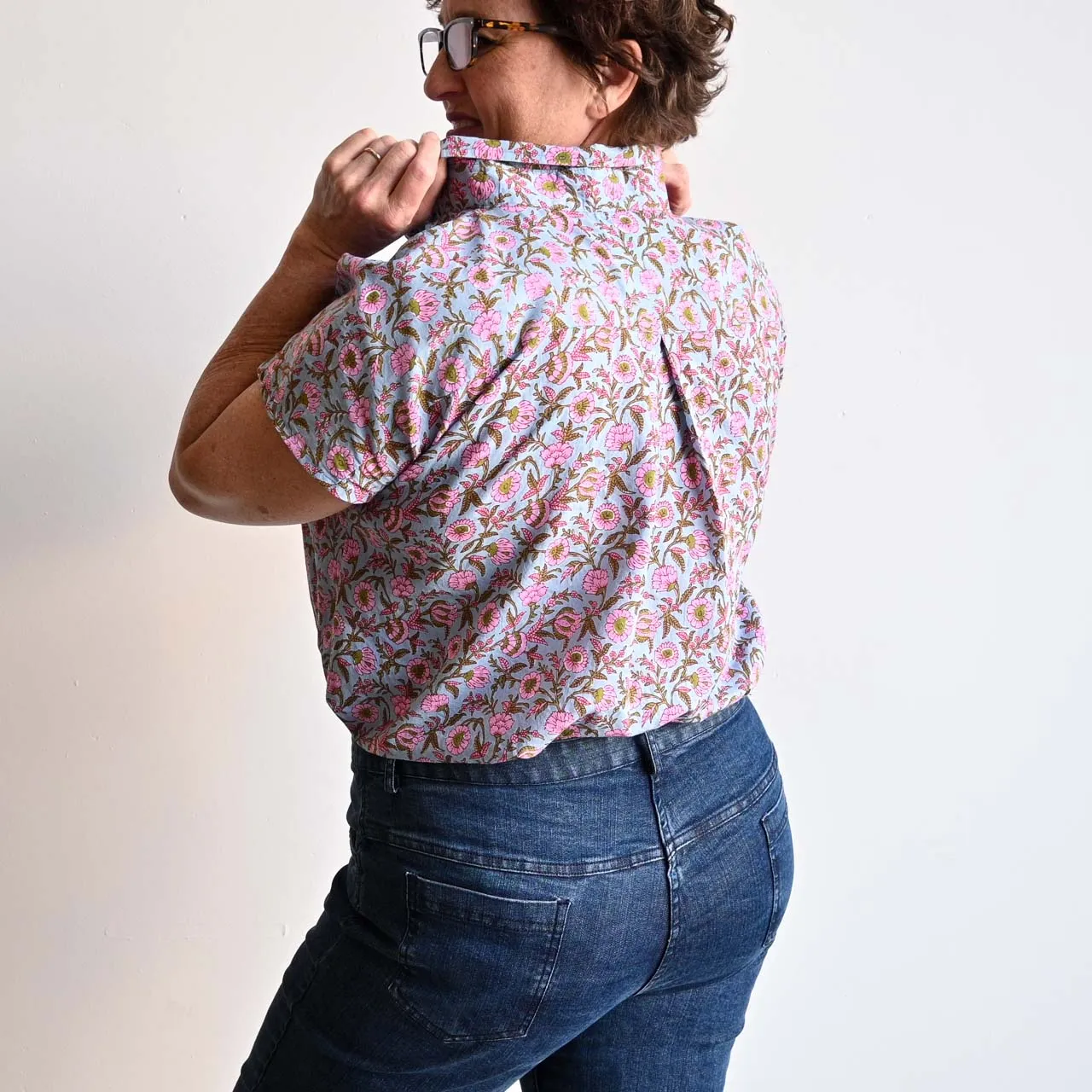 Be My Cotton Blouse by KOBOMO - Silver Pink Blossom