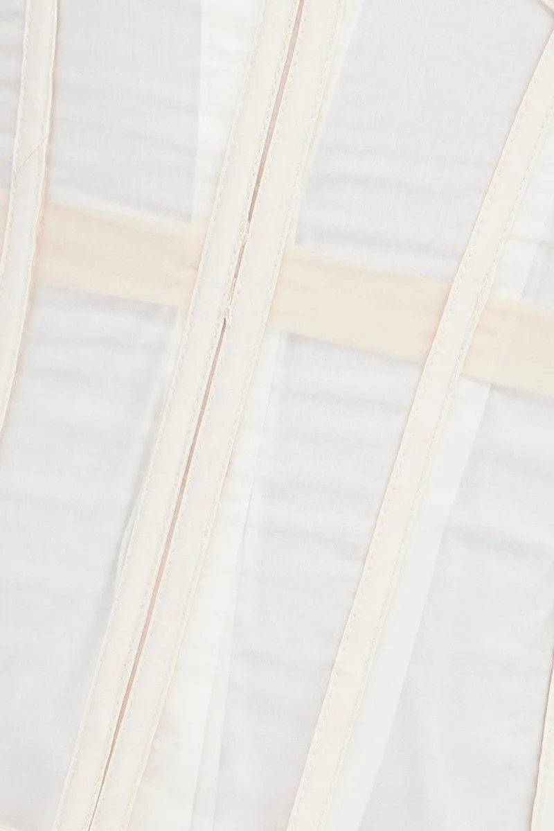 Beige Mesh Waist Cinch Corset Belt