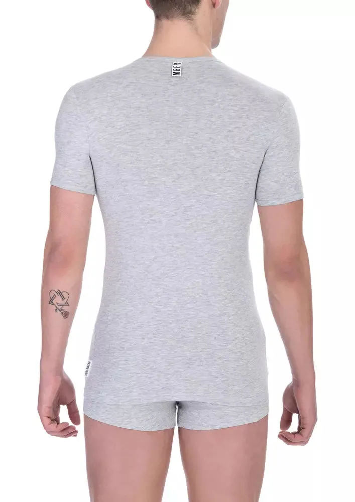 Bikkembergs Gray Cotton Men Men's TShirt