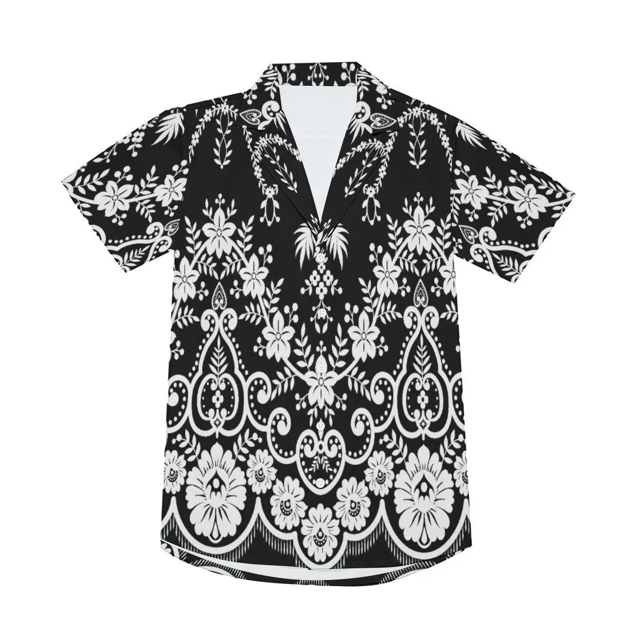 Black Floral Shirt Men, Boho Shirt Men, Floral Top Men, Black and White Floral Shirt, Romantic Shirt Men, Retro Shirt Men