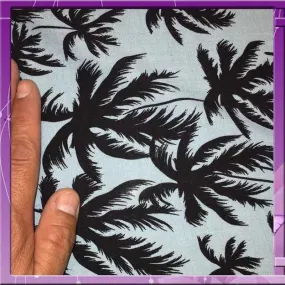 Black Palm Trees Prints On White Background Soft and Flowy Rayon Challis Fabric