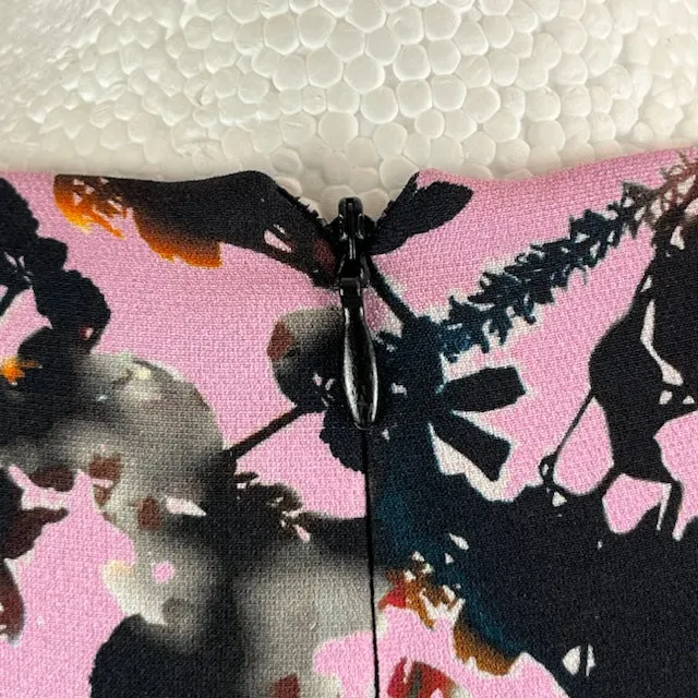 Bottega Veneta Foxglove & Black Print Silk Crepe Midi Dress M