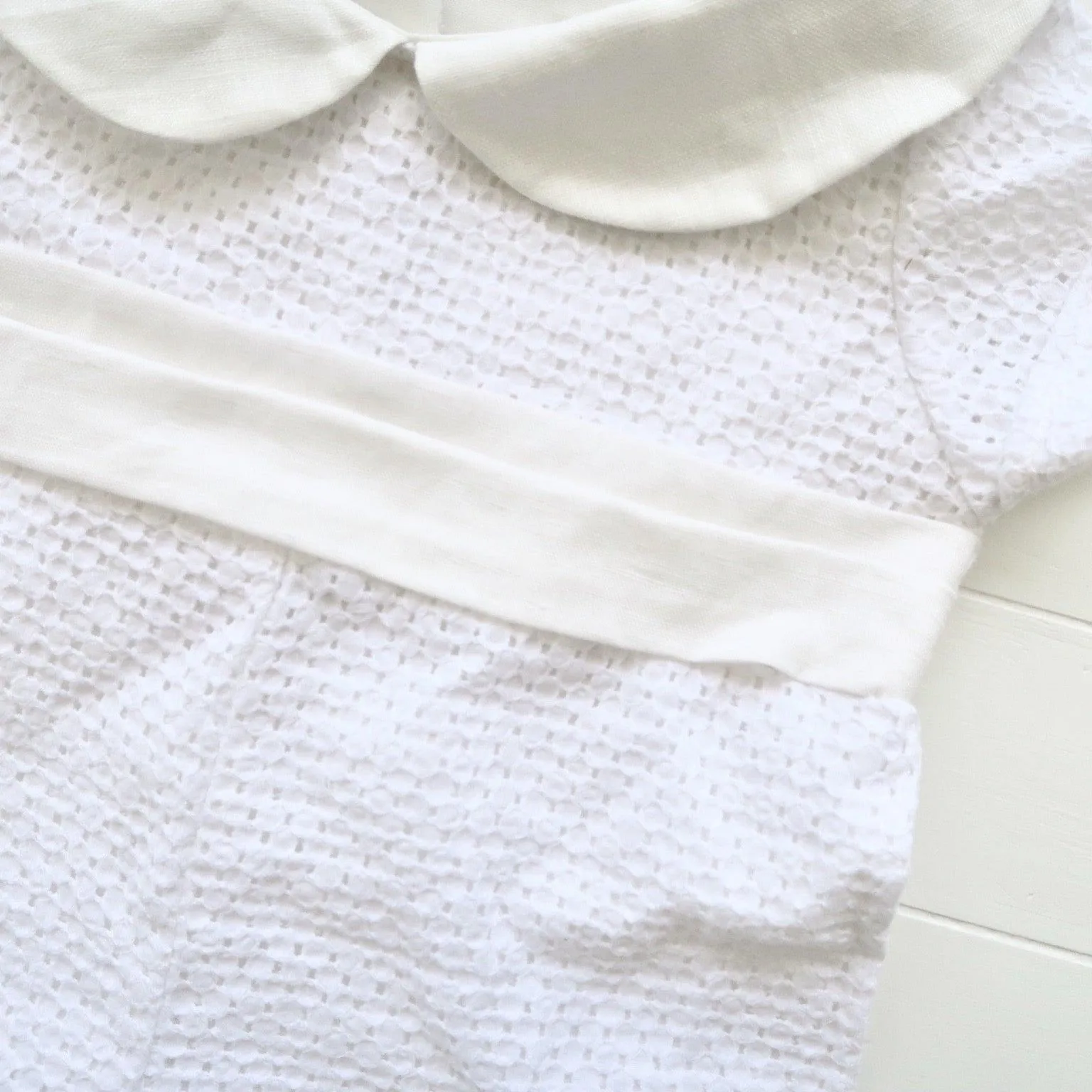 Boys Christening Set - Playsuit in Circle Eyelet