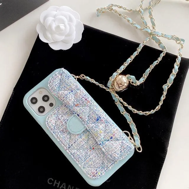 Chain Strip Crossbody Wallet Case for iPhone