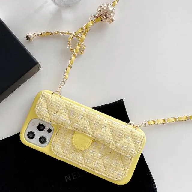 Chain Strip Crossbody Wallet Case for iPhone