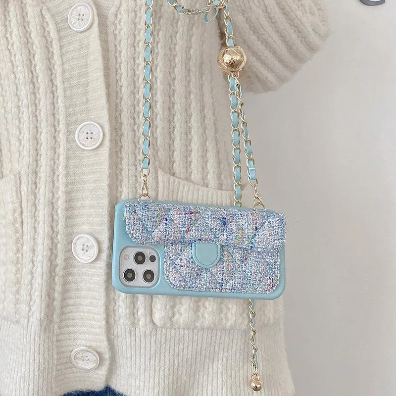 Chain Strip Crossbody Wallet Case for iPhone
