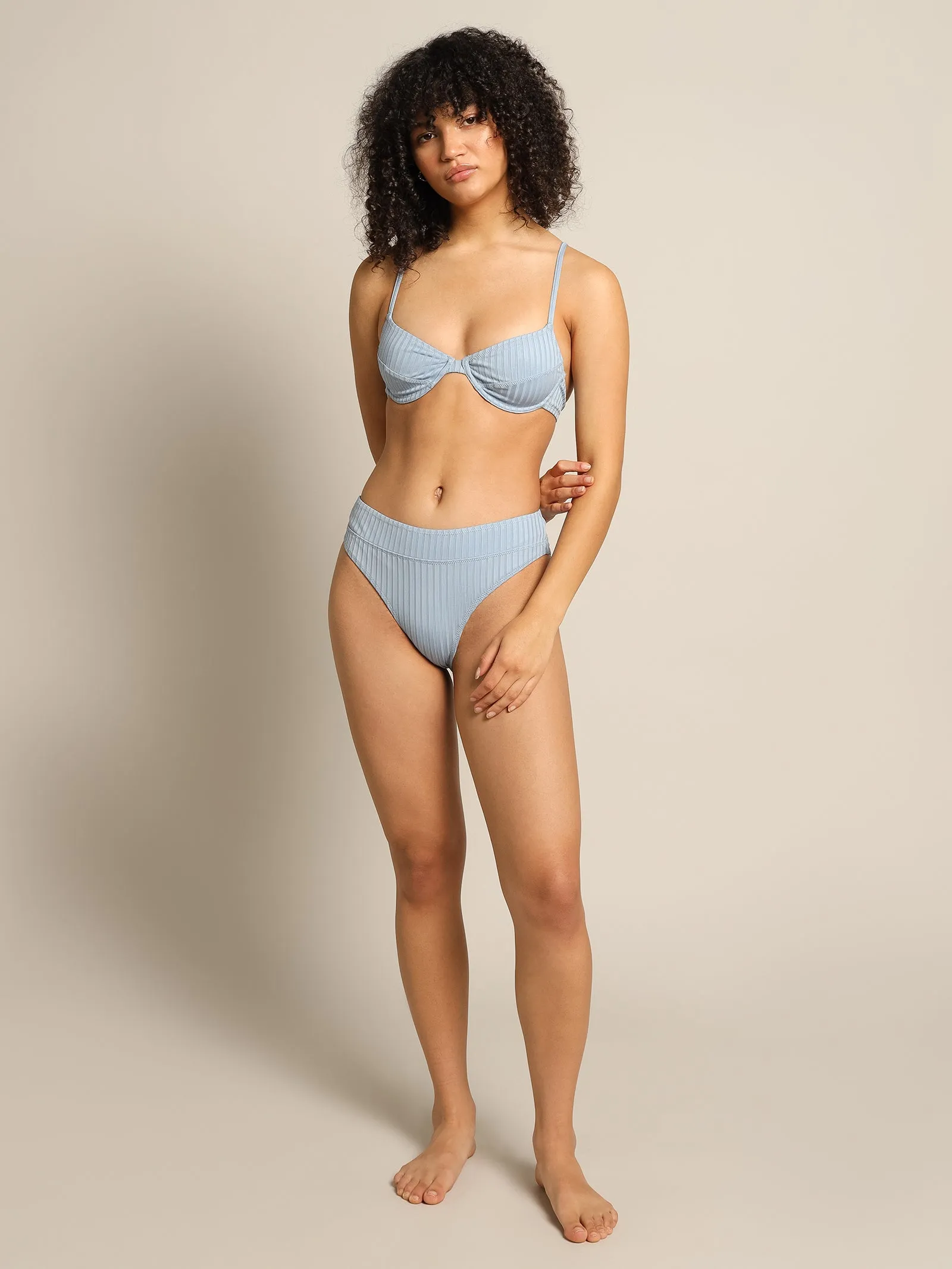 Classic High Waist Bikini Briefs in Clear Blue