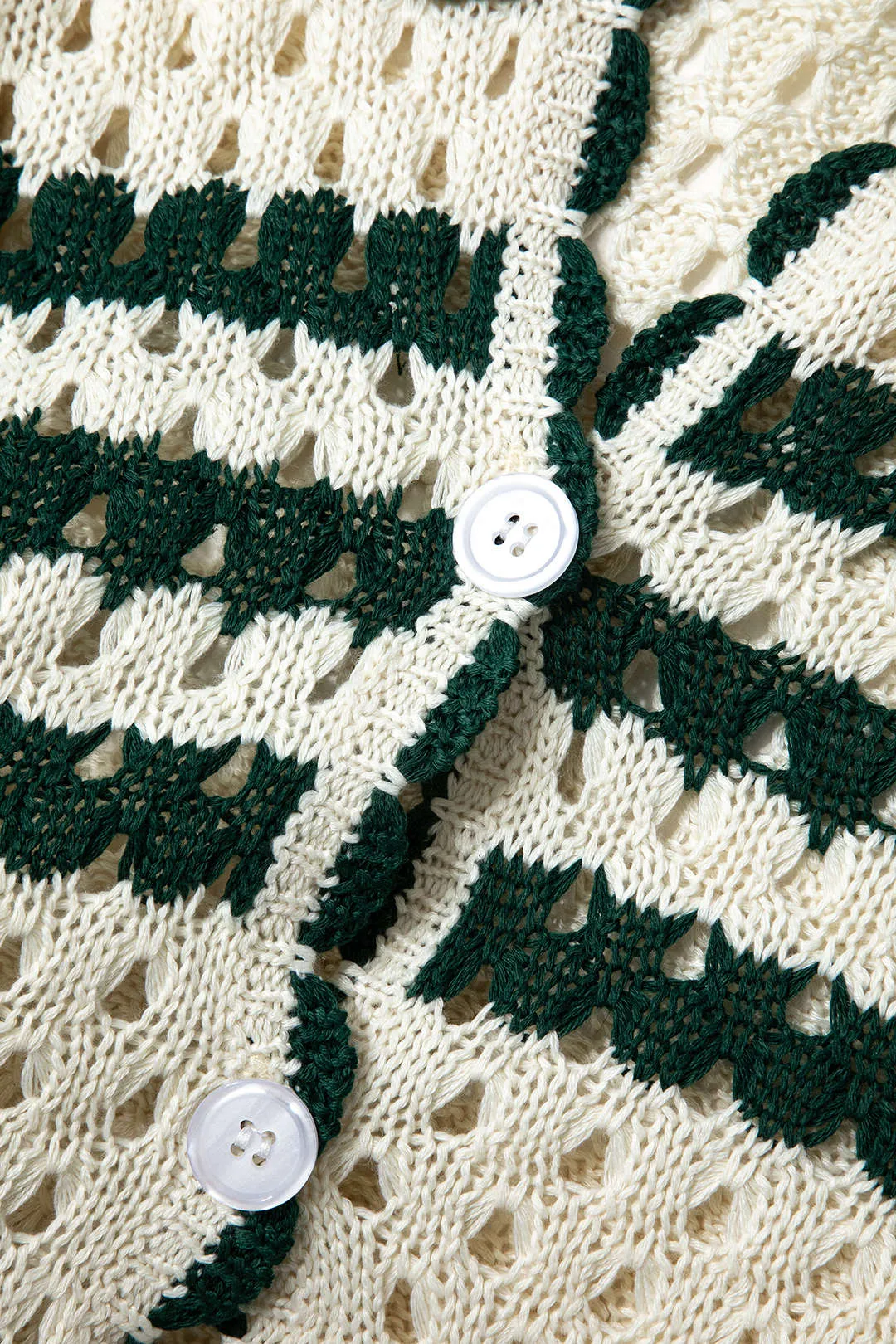 Crochet Striped Hollow Out Short Sleeve Knit Top