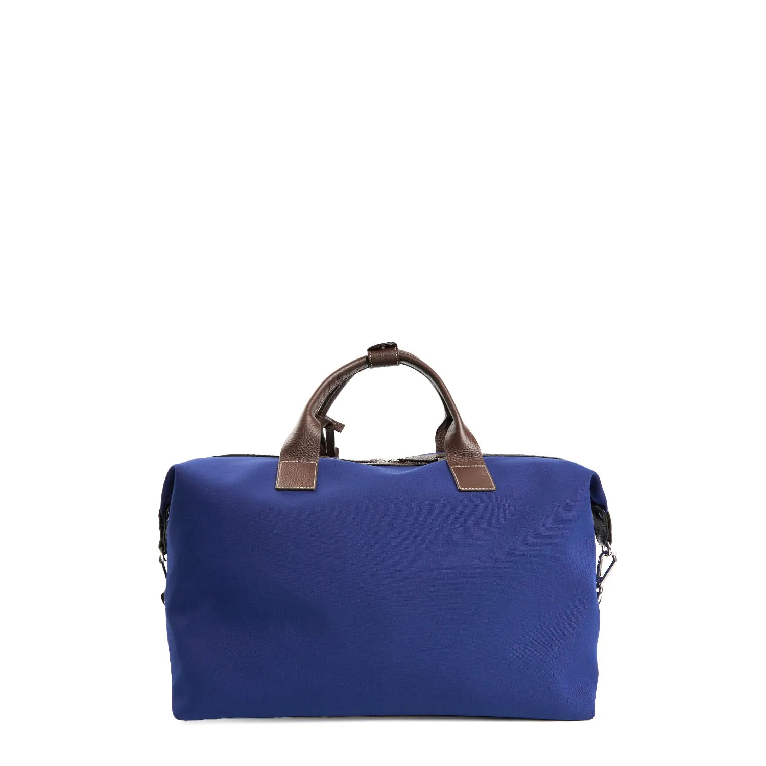 DARK BLUE AND BROWN TRAVEL BAG