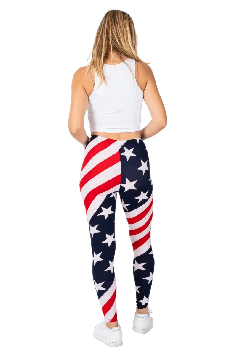 Exclusive Women's American Flag Microfiber Leggings