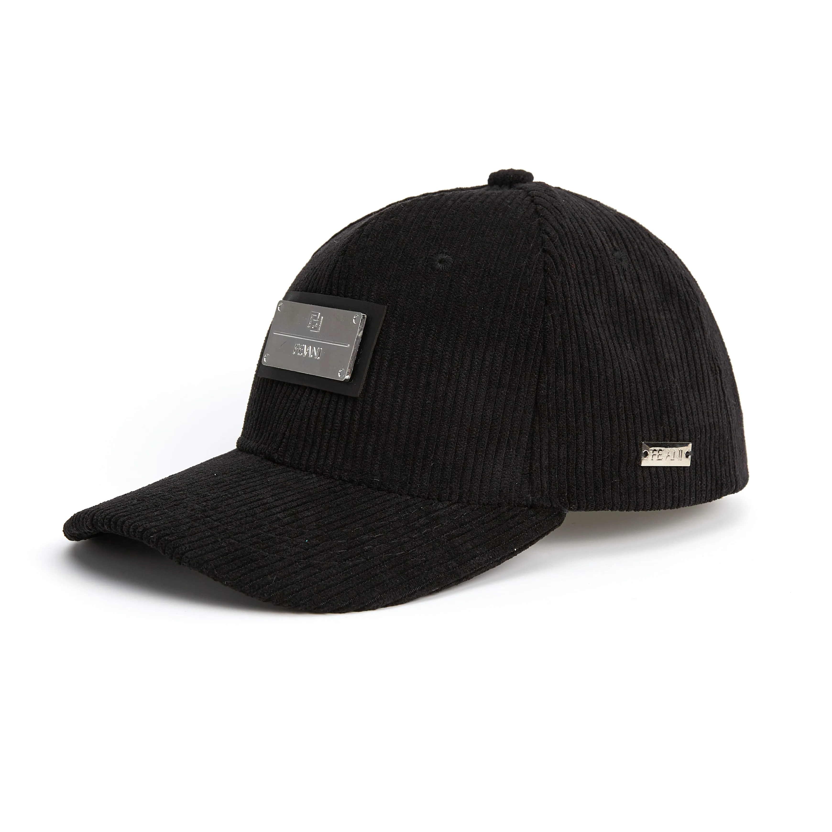 Fevani Baseball Black Cap with Metal Badge