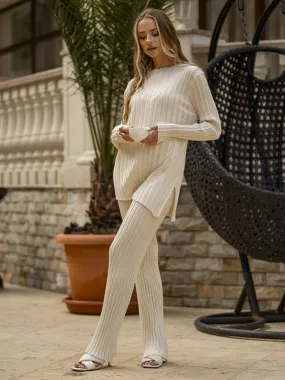 Knti 2Pcs Asymmetrical Hem Lounge Set