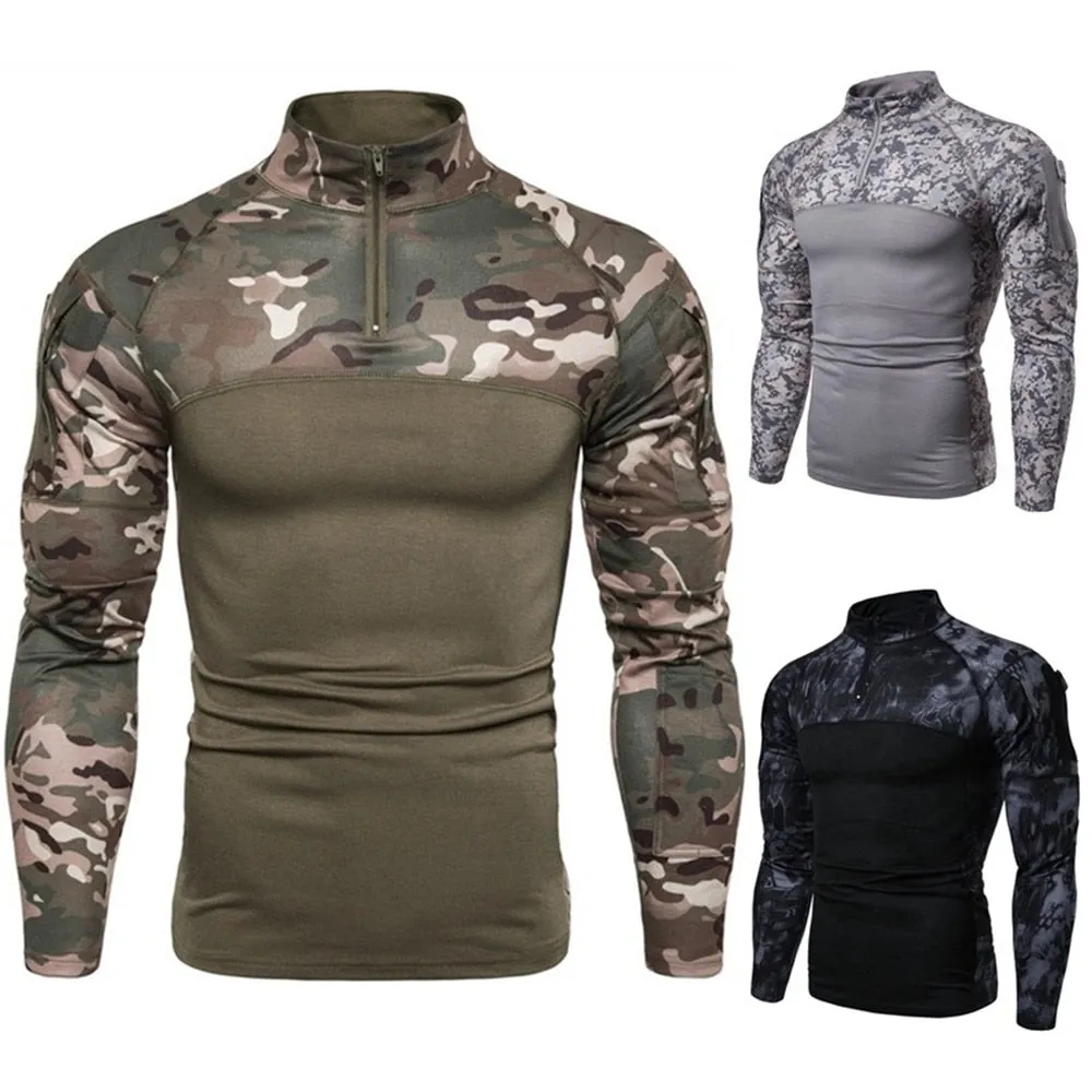 Men's Tactical Camouflage Athletic T-shirts Long Sleeve Men Tactical Military Clothing Combat Shirt Assault Army Costume