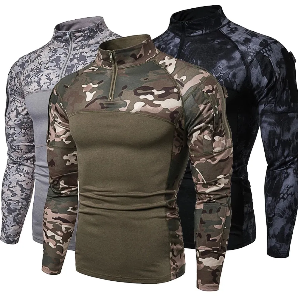 Men's Tactical Camouflage Athletic T-shirts Long Sleeve Men Tactical Military Clothing Combat Shirt Assault Army Costume