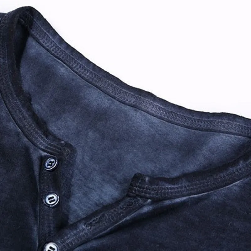 Men's Tee Shirt V-neck Long Sleeve Tee amp Tops Stylish Buttons Autumn Casual Henley shirt Solid Clothing