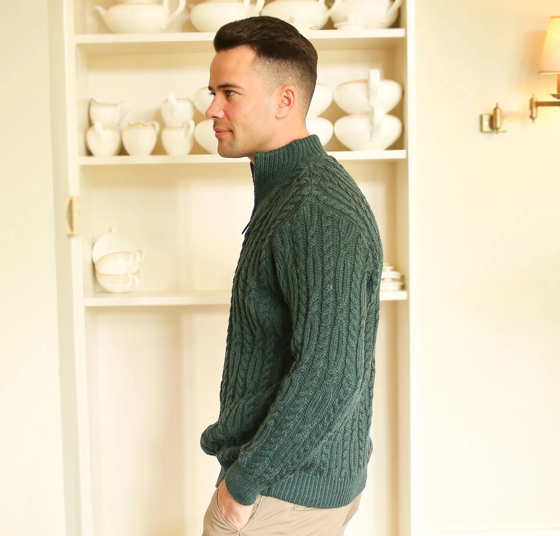 Niall Green Half Zip Cable Sweater
