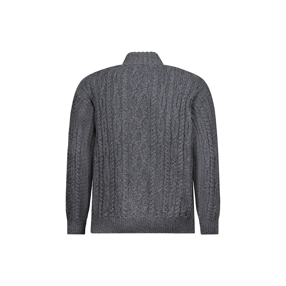 Niall Steel Grey Half Zip Cable Sweater