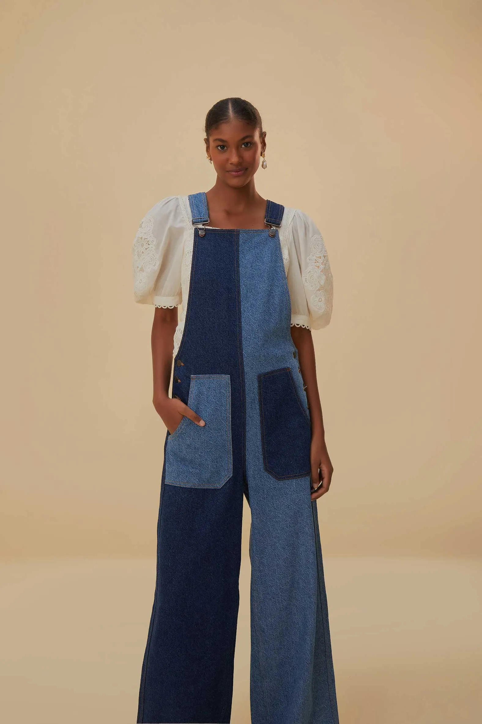 Patch Denim Overalls