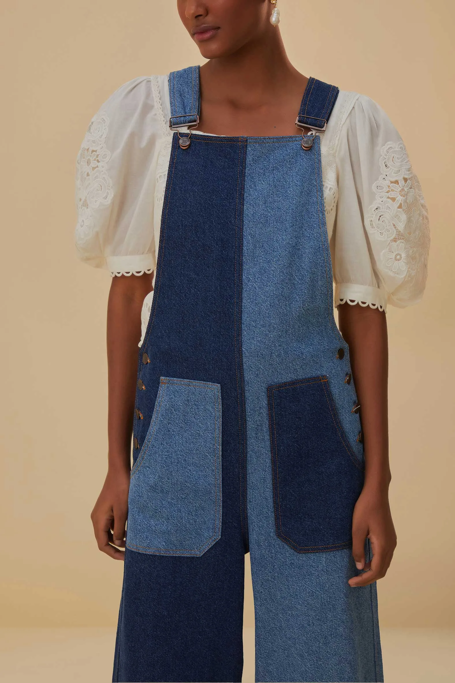 Patch Denim Overalls