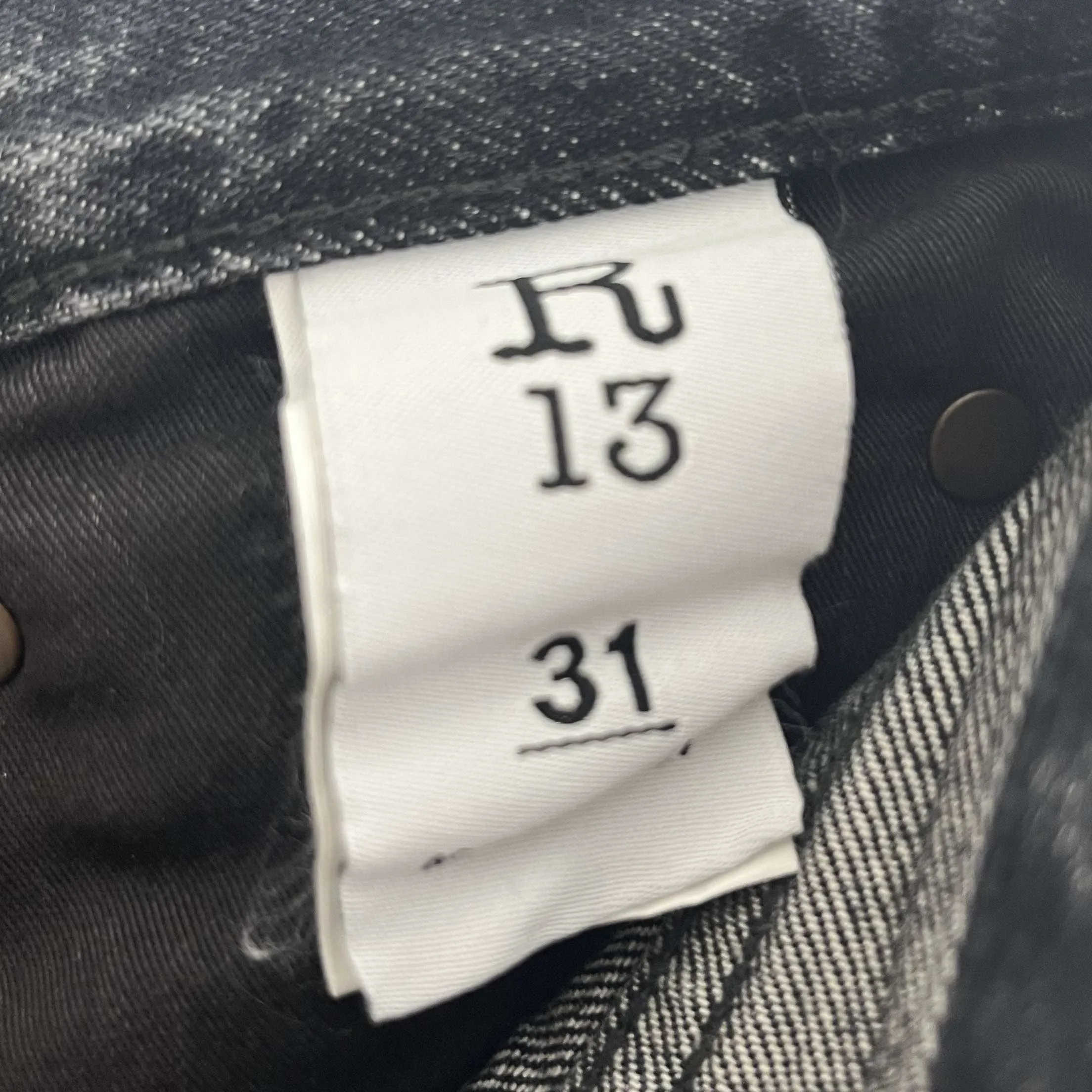 R13 Brand New £935 Washed Black Courtney Slim Jeans 31