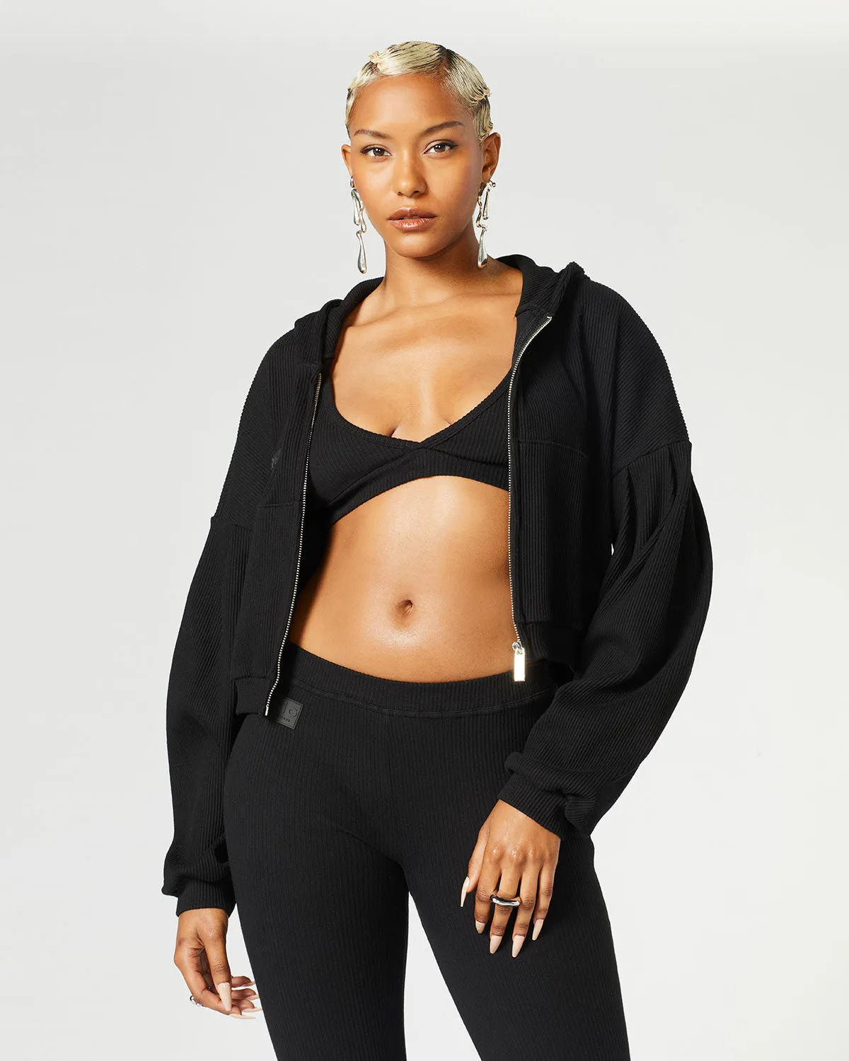 Ribbed Zip Hoodie