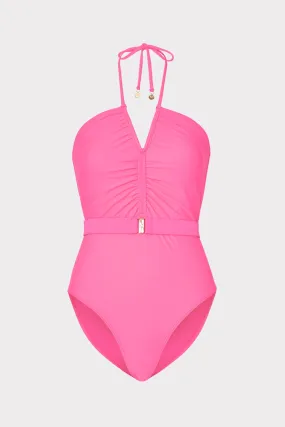 Ruched Halter One Piece
