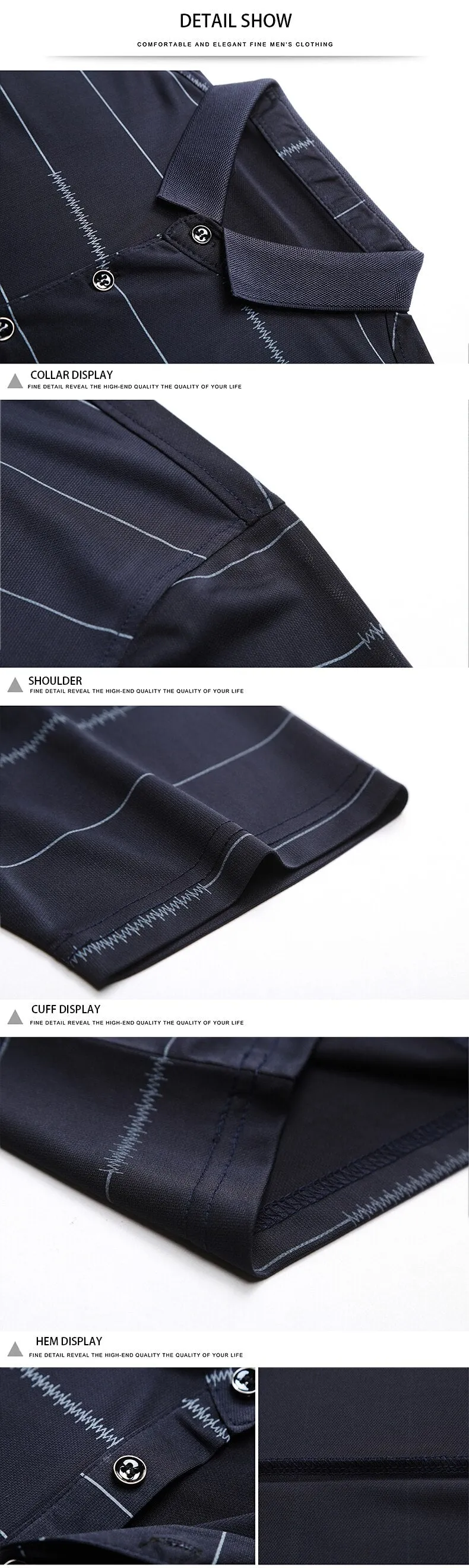 Summer Oversized T Shirt Men's Short Sleeved Striped Breathable Anti-wrinkle Turn-down Collar Clothing