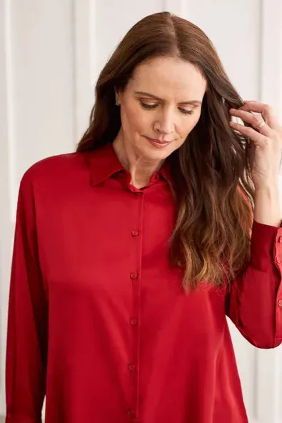 Tri 7935O Satin Button Up Shirt