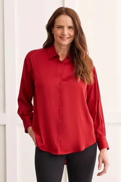 Tri 7935O Satin Button Up Shirt